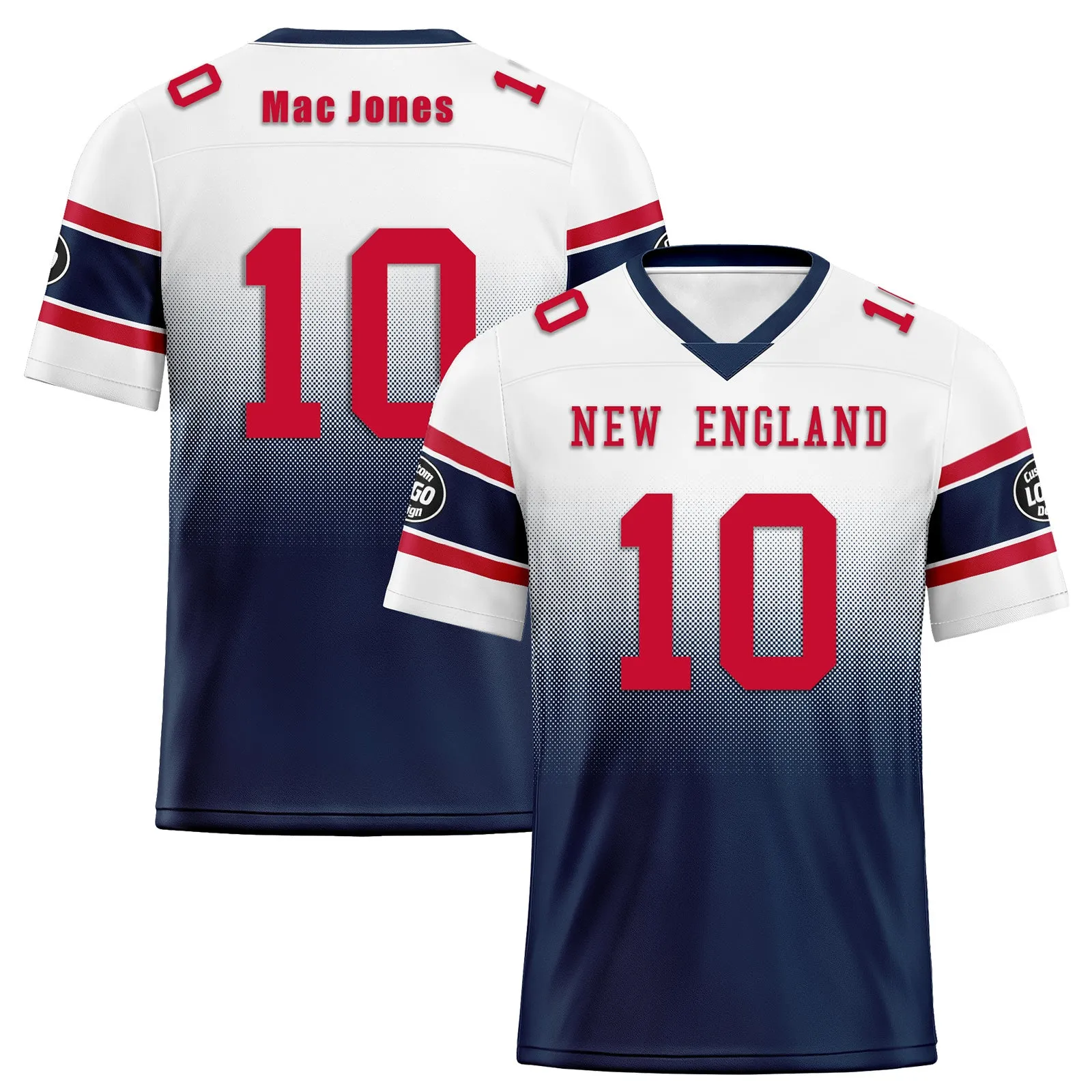 Custom White Blue New England Football Jersey and Hat Combo Offer Personalized Combo ZH-D020326-26