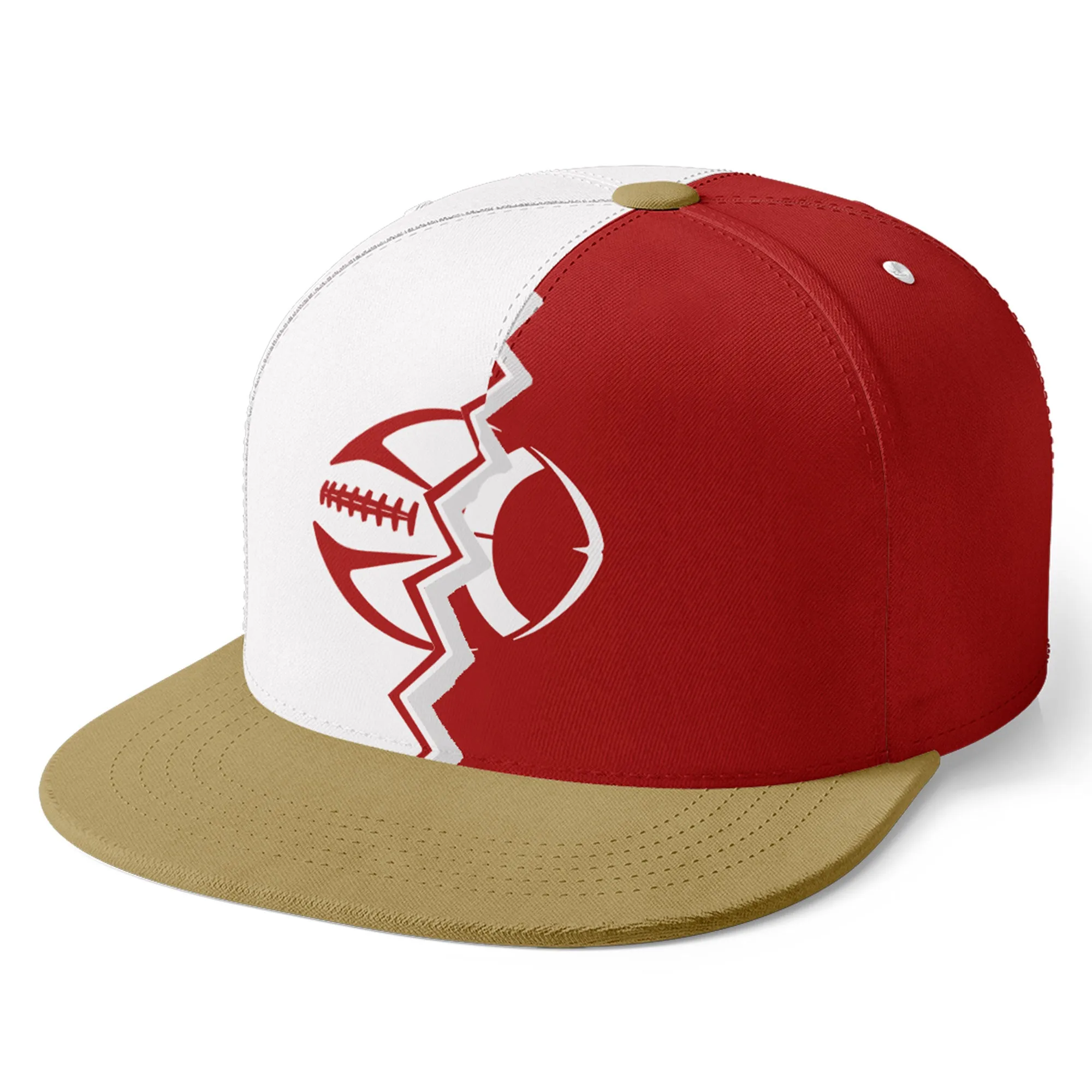Custom White Red California Hat Sport Design Cap Stitched Adjustable Personalized PR067B-D028017-13
