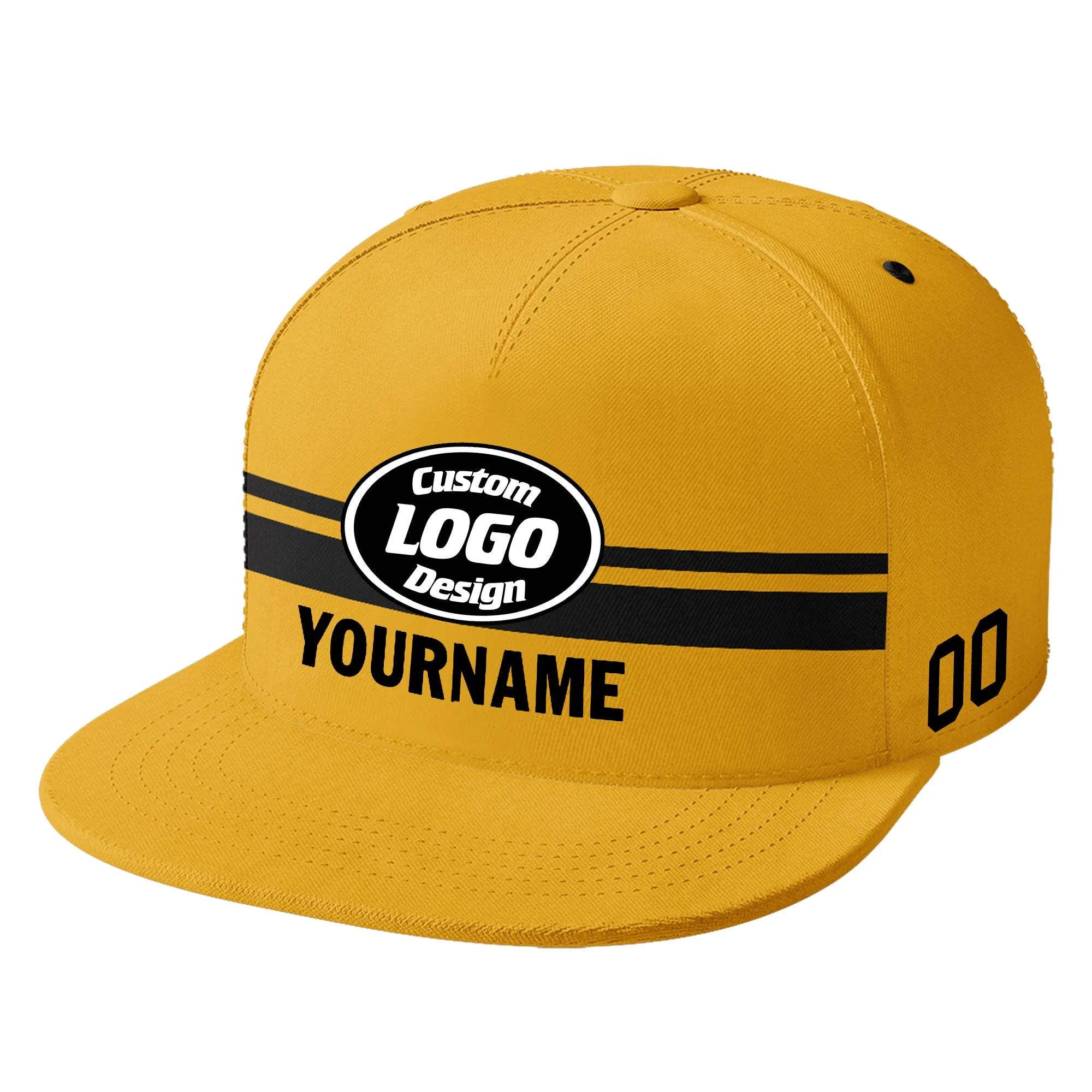 Custom Yellow Pittsburgh Hat Sport Design Cap Stitched Adjustable Personalized PR067B-D020262-30