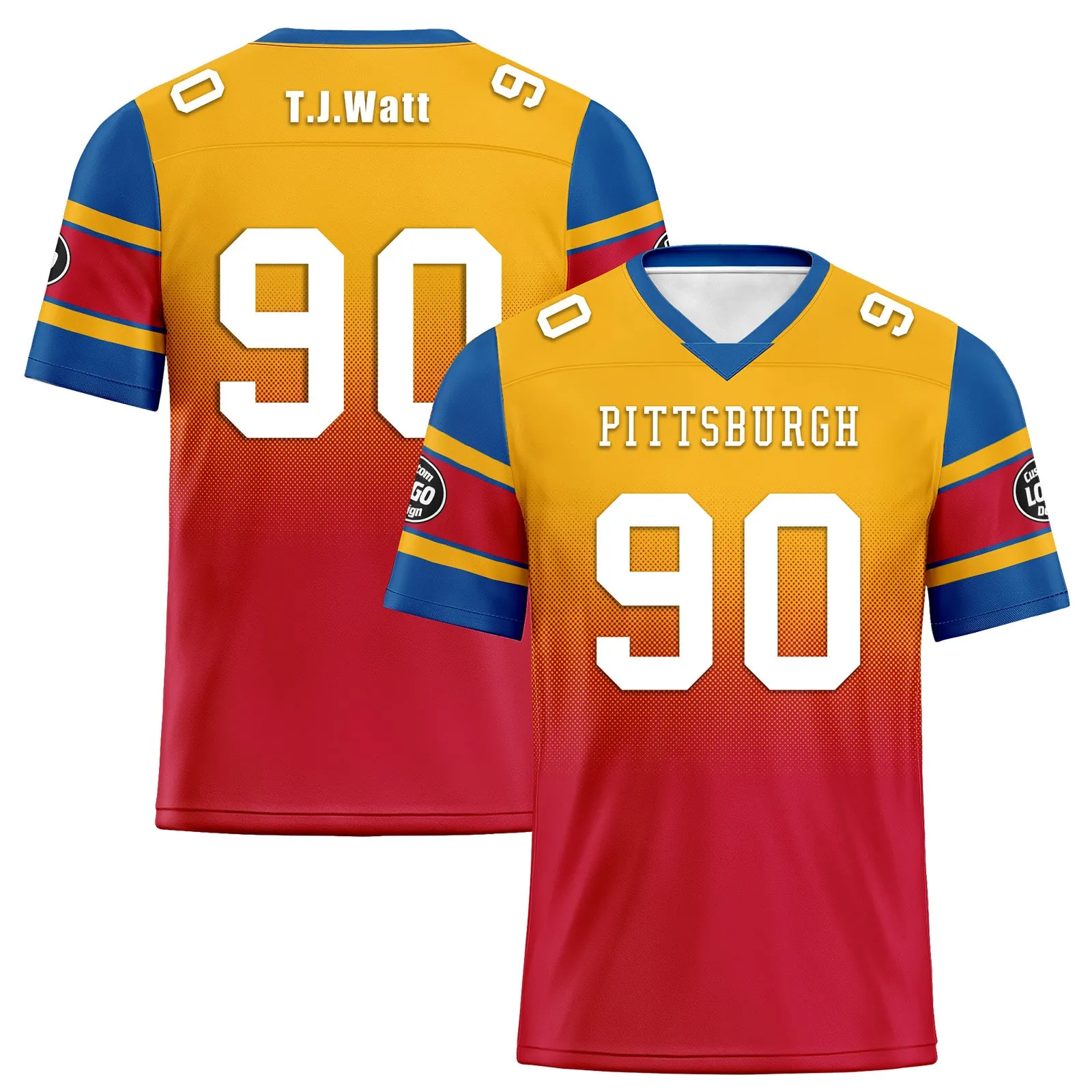 Custom Yellow Red Pittsburgh Football Jersey and Hat Combo Offer Personalized Combo ZH-D020326-30