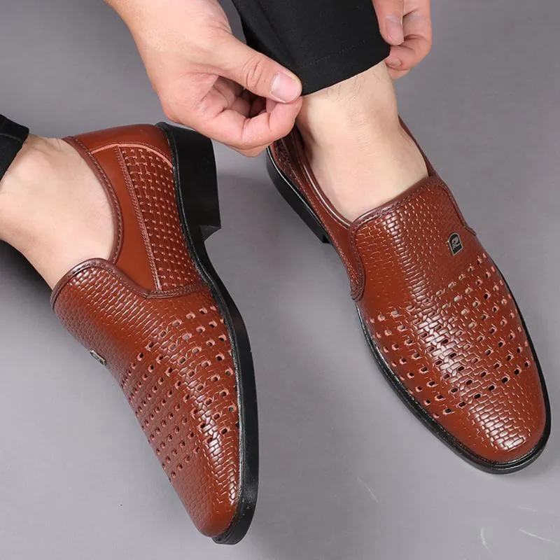 Cutout Breathable  Shoes Men Genuine Oxford Leather Business Casual Shoes