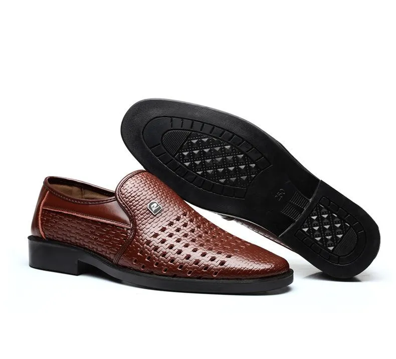 Cutout Breathable  Shoes Men Genuine Oxford Leather Business Casual Shoes