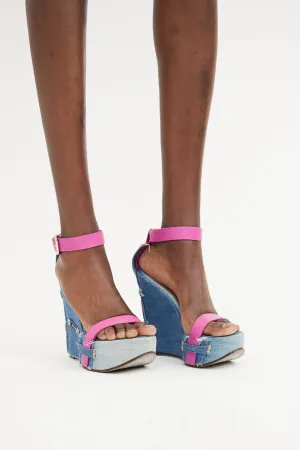 Denim Patch Wedge Sandal