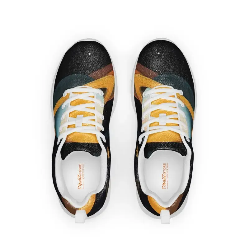Dipaliz Abstract Athletic Shoes Black Yellow Pattern