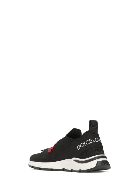 Dolce&amp;Gabbana   Rose knit slip-on sneakers w/logo 