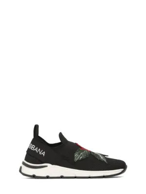 Dolce&amp;Gabbana   Rose knit slip-on sneakers w/logo 