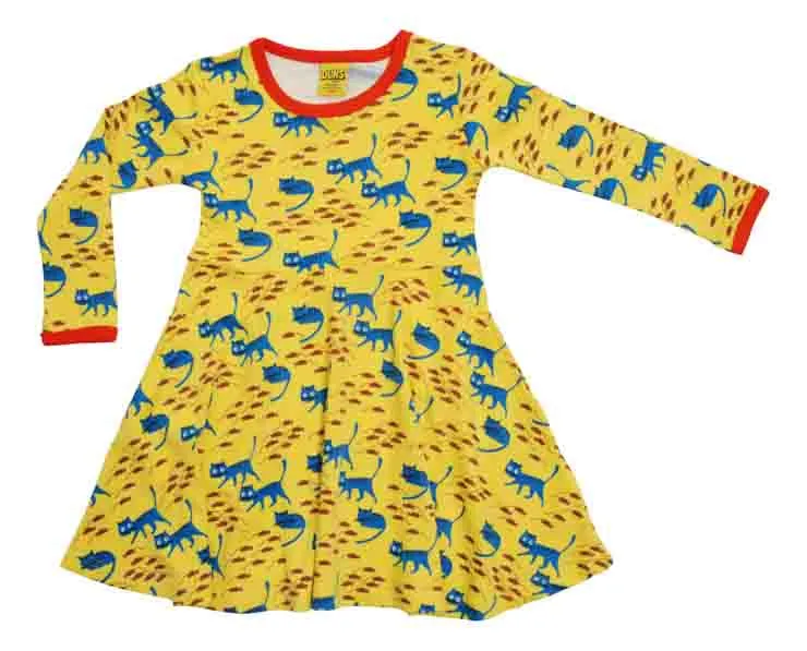 DUNS LS Skater Dress - Cat Lemon Chrome