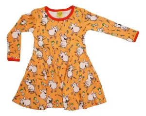 DUNS LS Skater Dress - Dancing Pig Orange