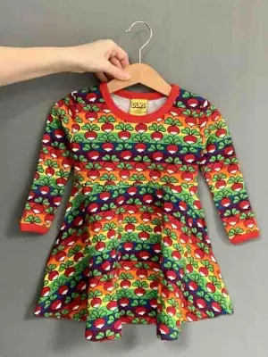 DUNS LS Skater Dress - Radish Bold Stripe