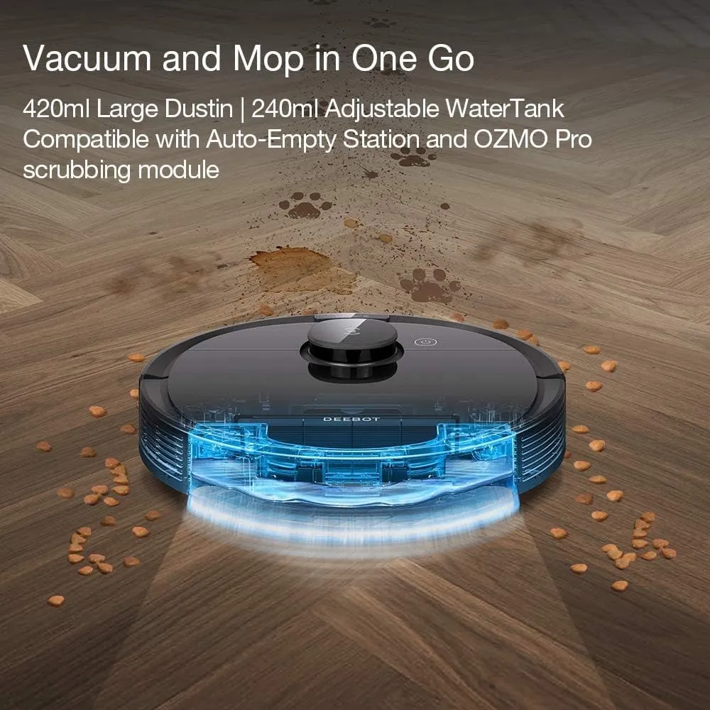 Ecovacs Robotic DEEBOT T8  Vacuum & Mop Robot with Advanced Laser Mapping and 3D Obstacle Detection & Avoidance, Grey Certified Refurbished