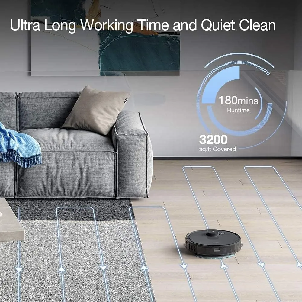 Ecovacs Robotic DEEBOT T8  Vacuum & Mop Robot with Advanced Laser Mapping and 3D Obstacle Detection & Avoidance, Grey Certified Refurbished