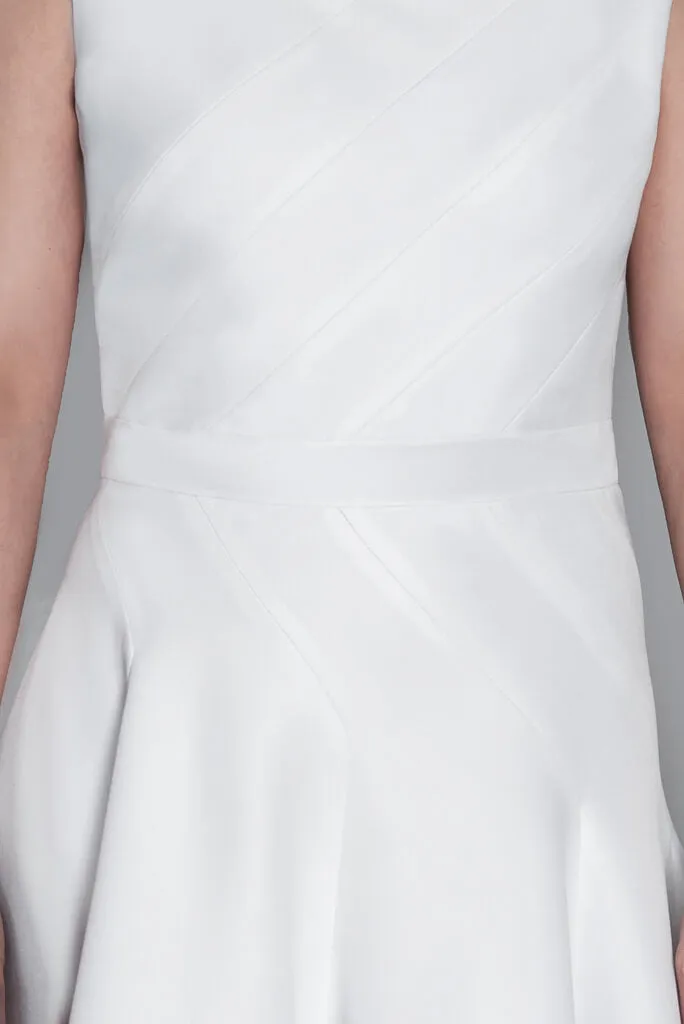 Eirene Asymmetric White Skater Dress