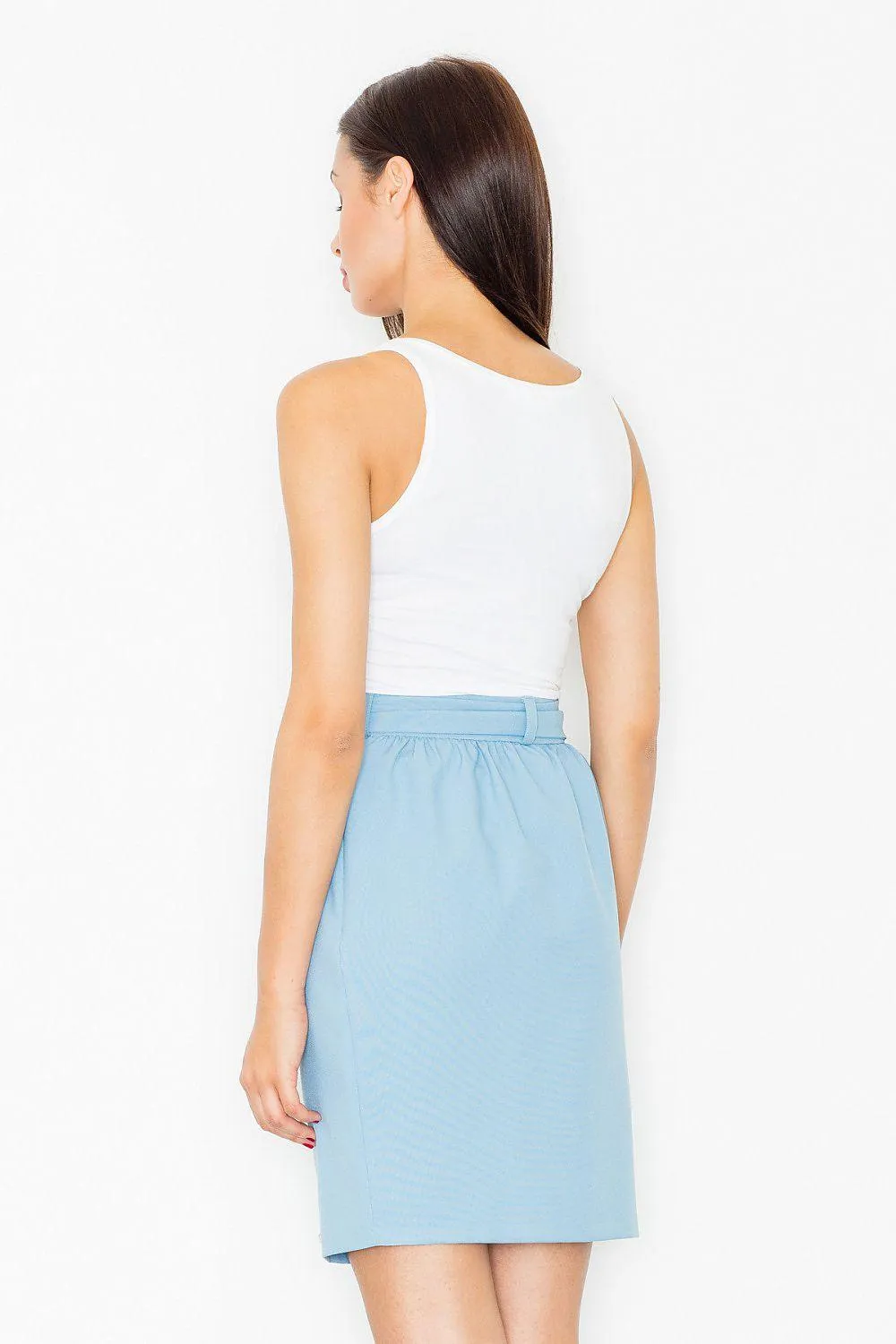 Elegant Black Pencil Skirt with Trendy Waist Sash