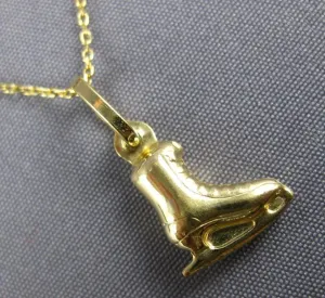 ESTATE 14KT YELLOW GOLD 3D HANDCRAFTED ICE SKATER CHARM PENDANT #25602