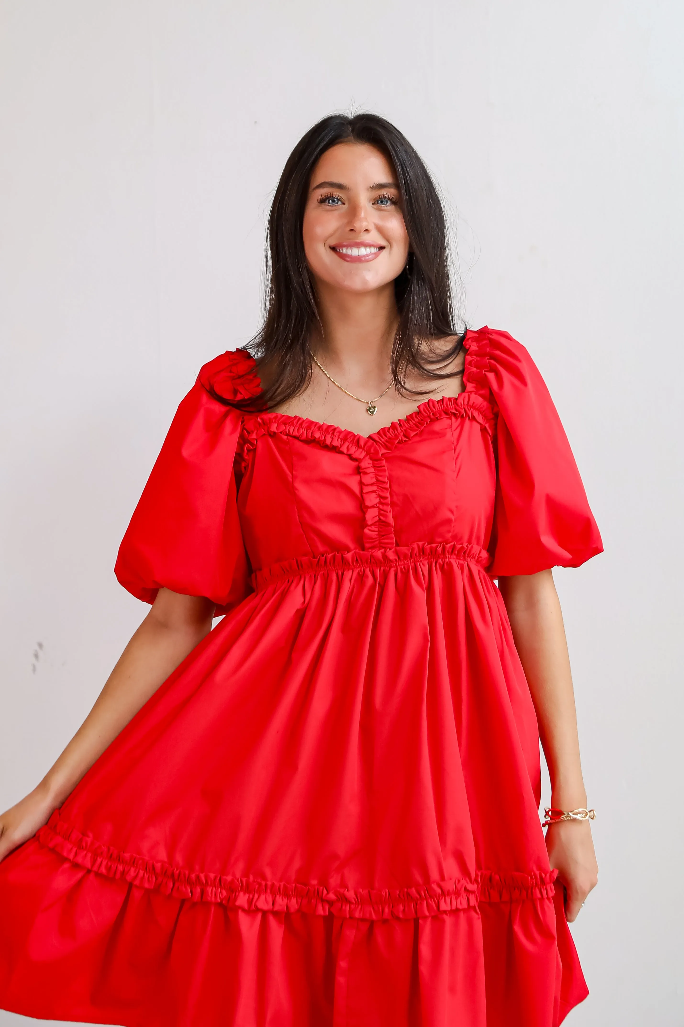 FINAL SALE - Convincingly Graceful Red Ruffle Mini Dress