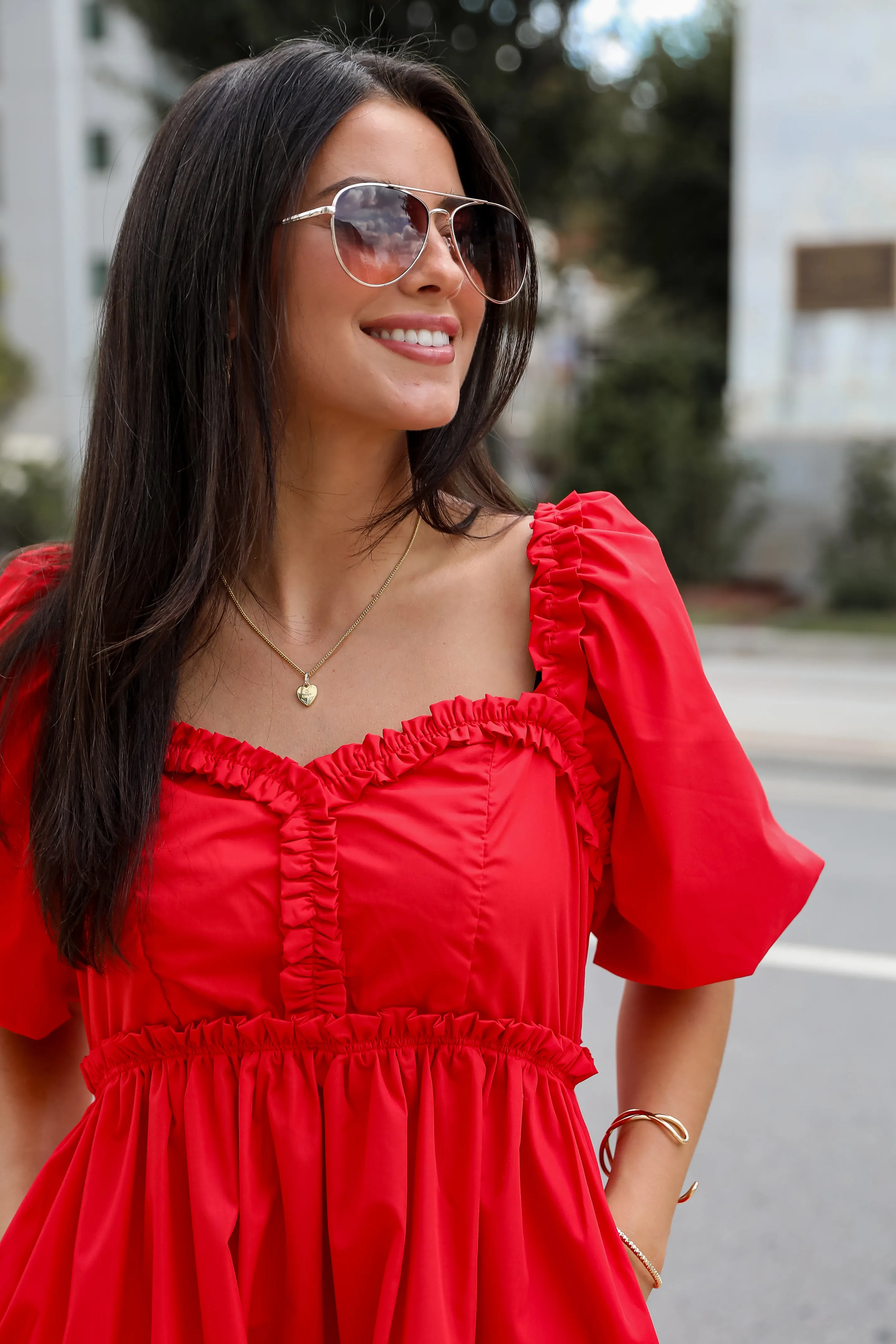 FINAL SALE - Convincingly Graceful Red Ruffle Mini Dress
