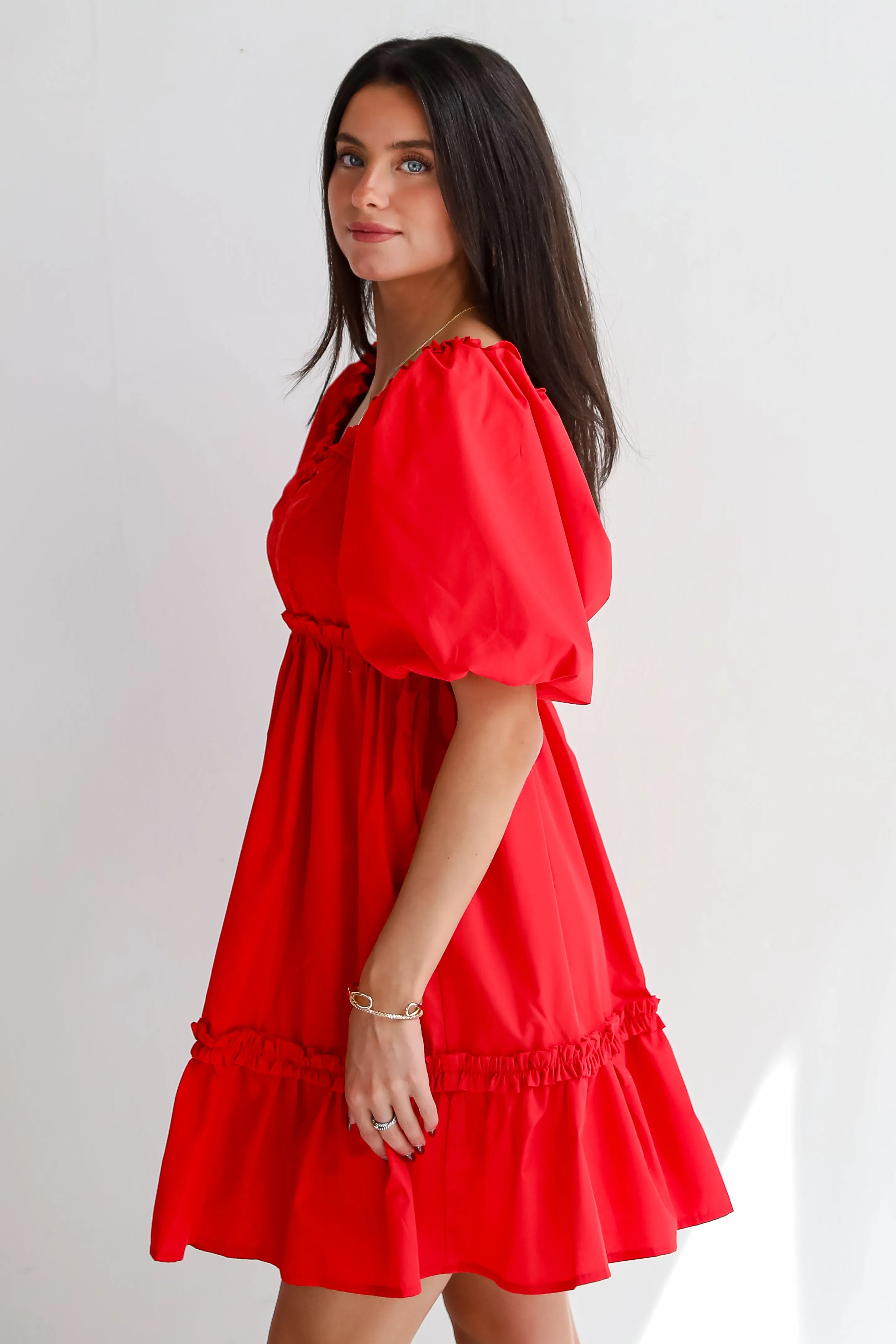 FINAL SALE - Convincingly Graceful Red Ruffle Mini Dress