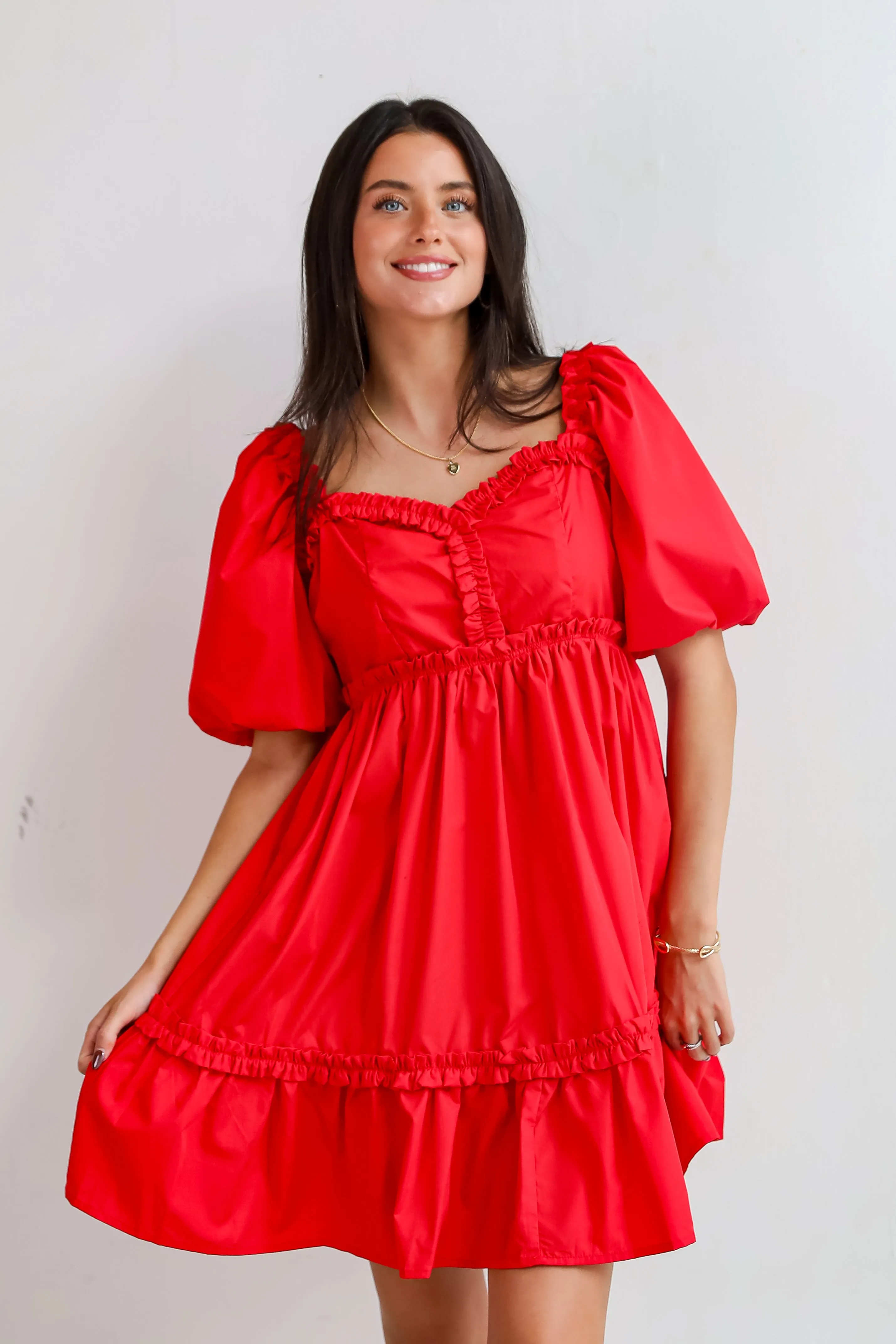 FINAL SALE - Convincingly Graceful Red Ruffle Mini Dress