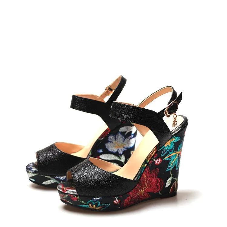 Floral Wedge Heels