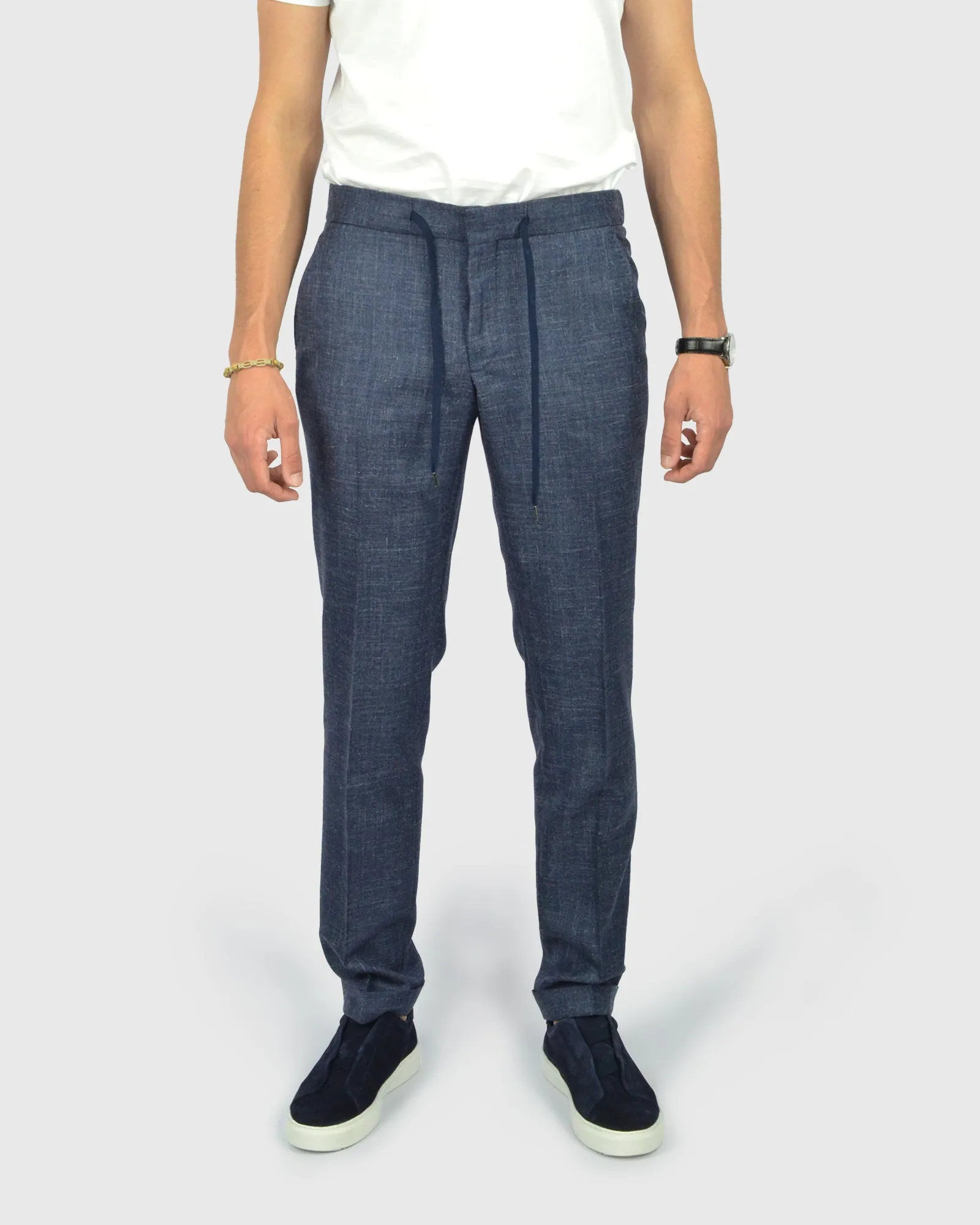 FRANCKINO SARTORIA FSS24 LIN2 SLUB JOGGER - NAVY TROUSER