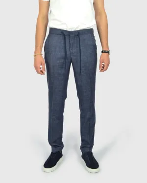 FRANCKINO SARTORIA FSS24 LIN2 SLUB JOGGER - NAVY TROUSER