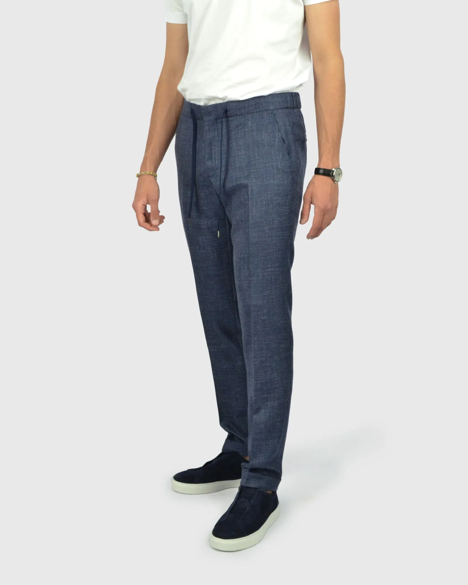 FRANCKINO SARTORIA FSS24 LIN2 SLUB JOGGER - NAVY TROUSER