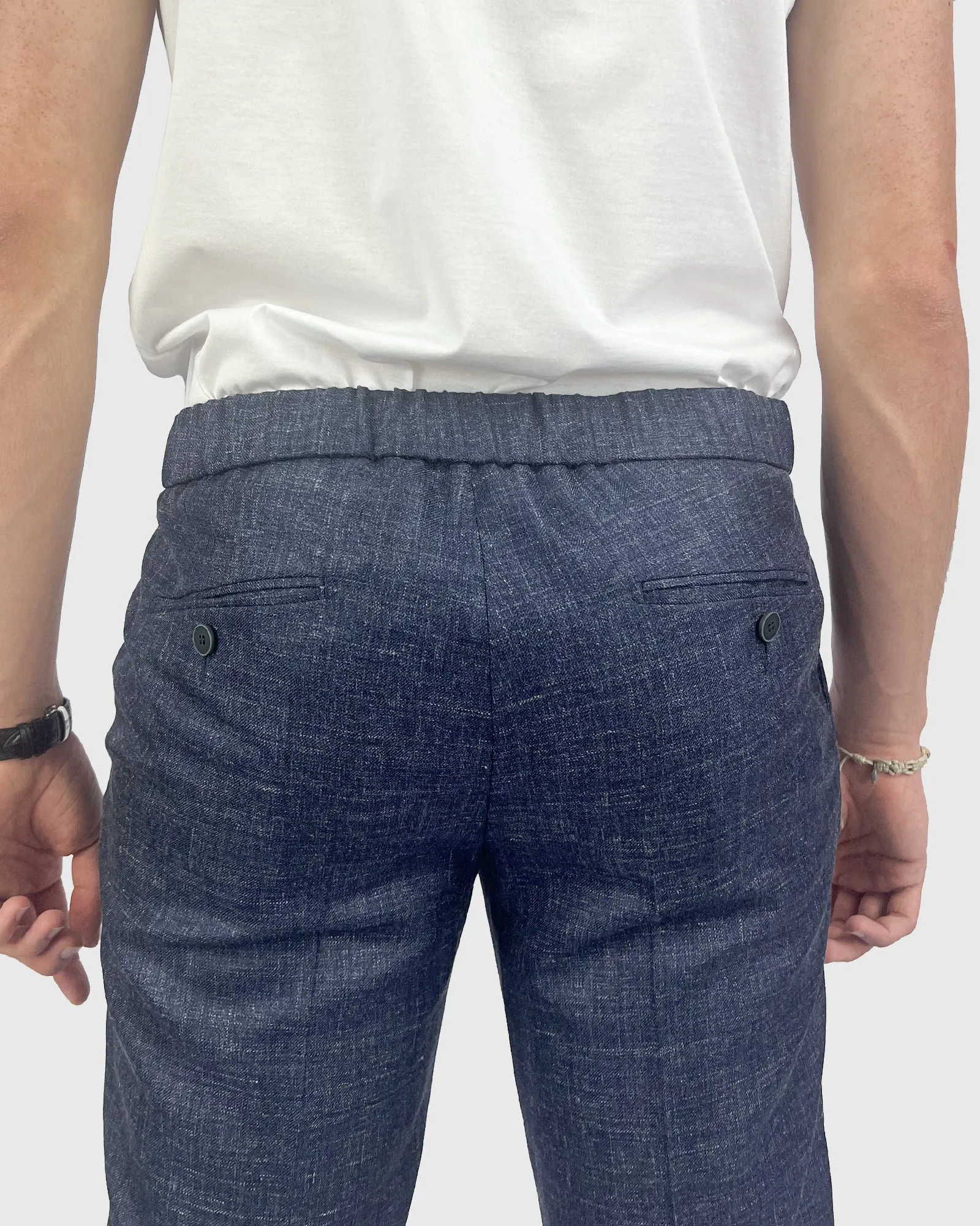 FRANCKINO SARTORIA FSS24 LIN2 SLUB JOGGER - NAVY TROUSER