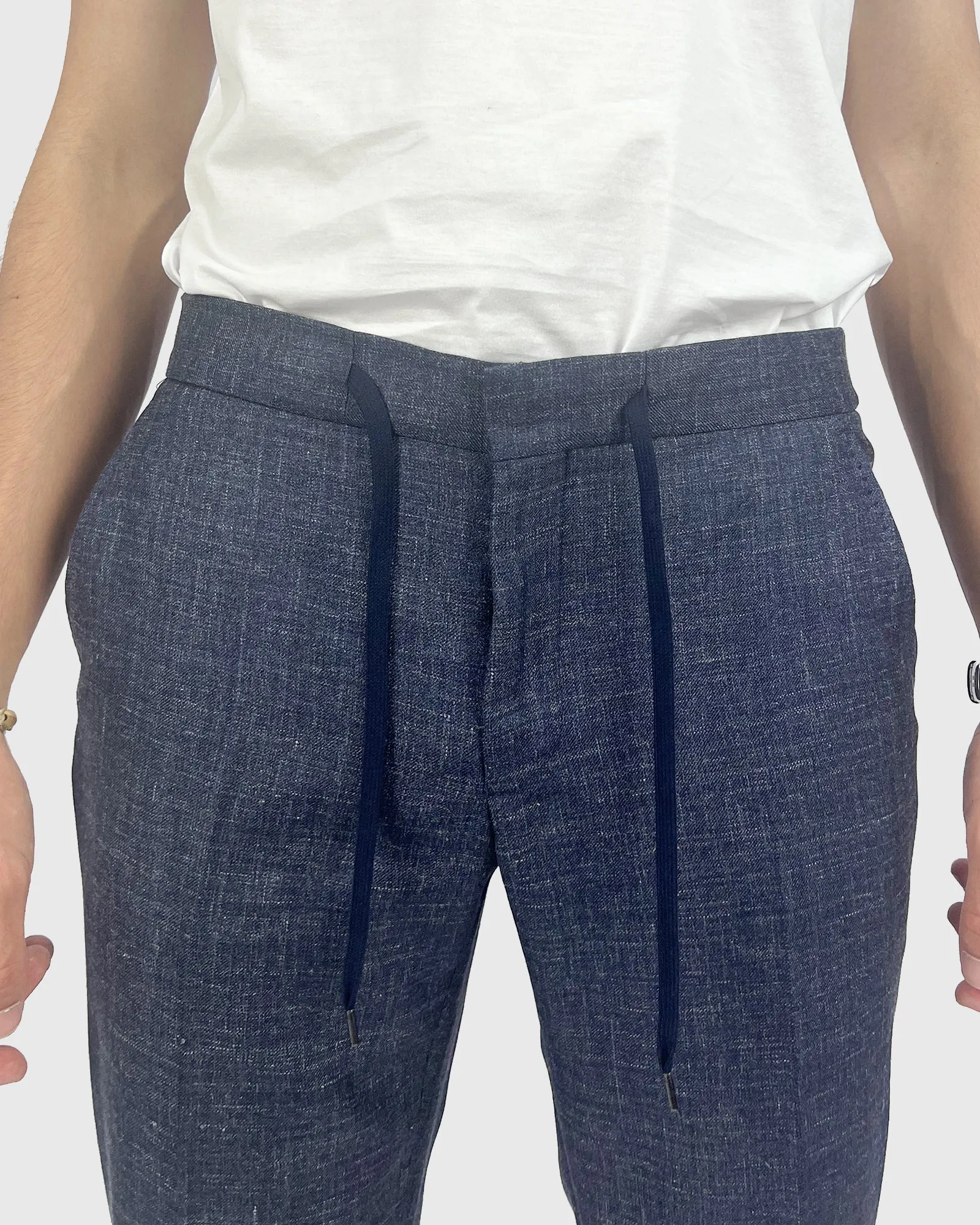FRANCKINO SARTORIA FSS24 LIN2 SLUB JOGGER - NAVY TROUSER