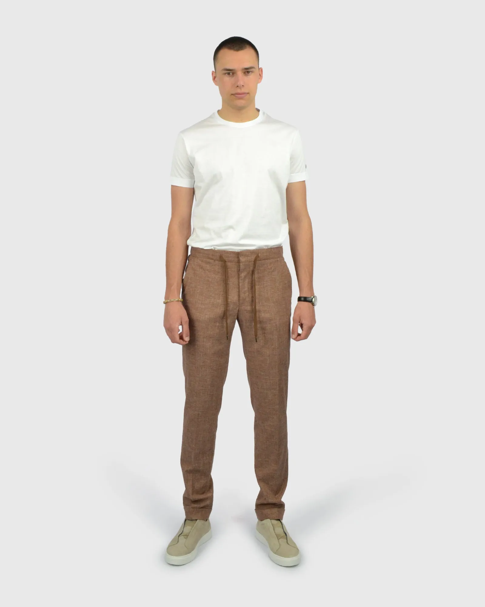 FRANCKINO SARTORIA FSS24 SLUB.1 JOGGER - TAN TROUSER