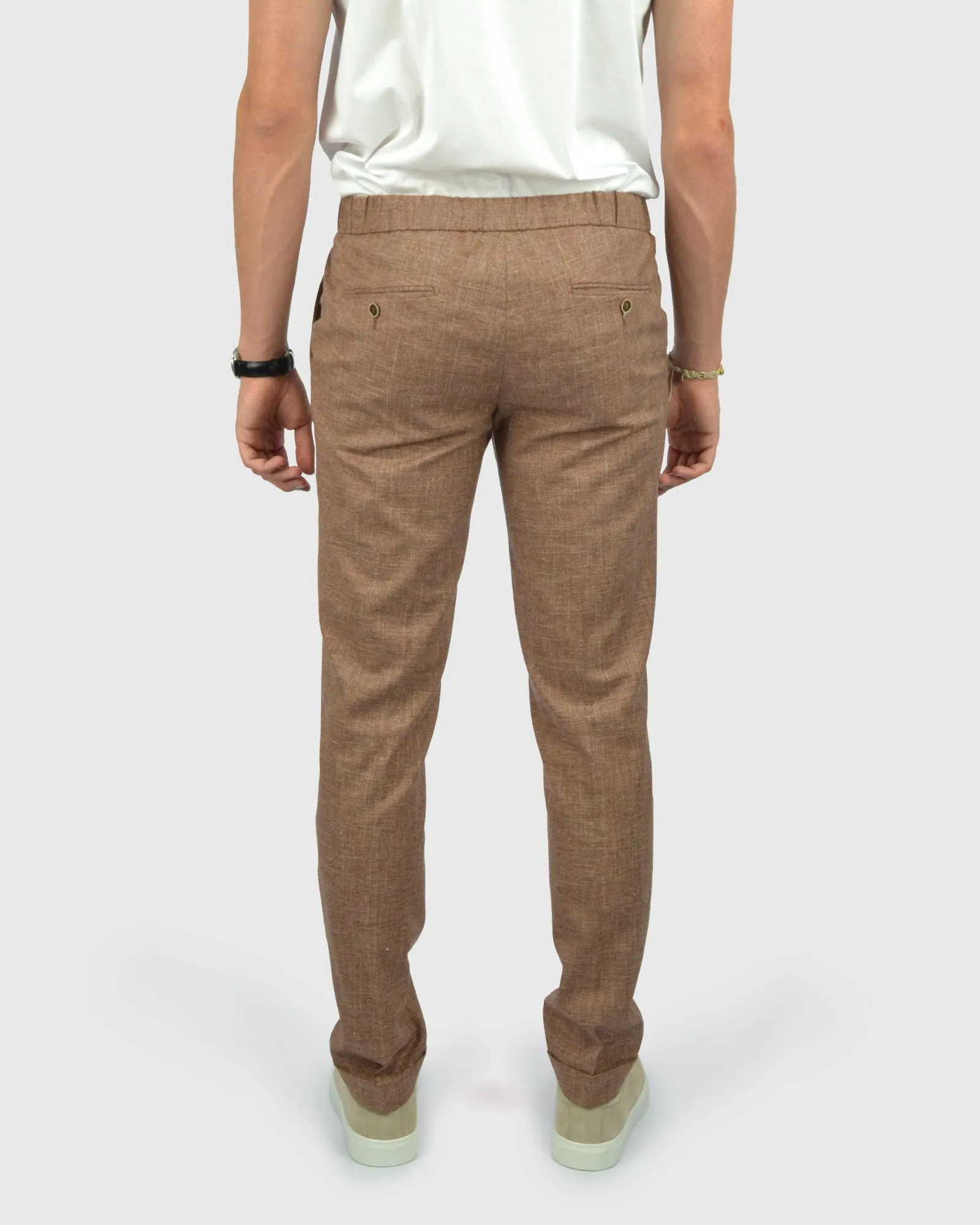 FRANCKINO SARTORIA FSS24 SLUB.1 JOGGER - TAN TROUSER