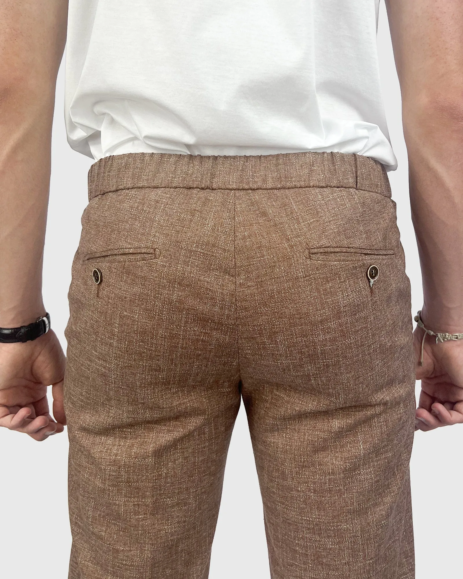 FRANCKINO SARTORIA FSS24 SLUB.1 JOGGER - TAN TROUSER