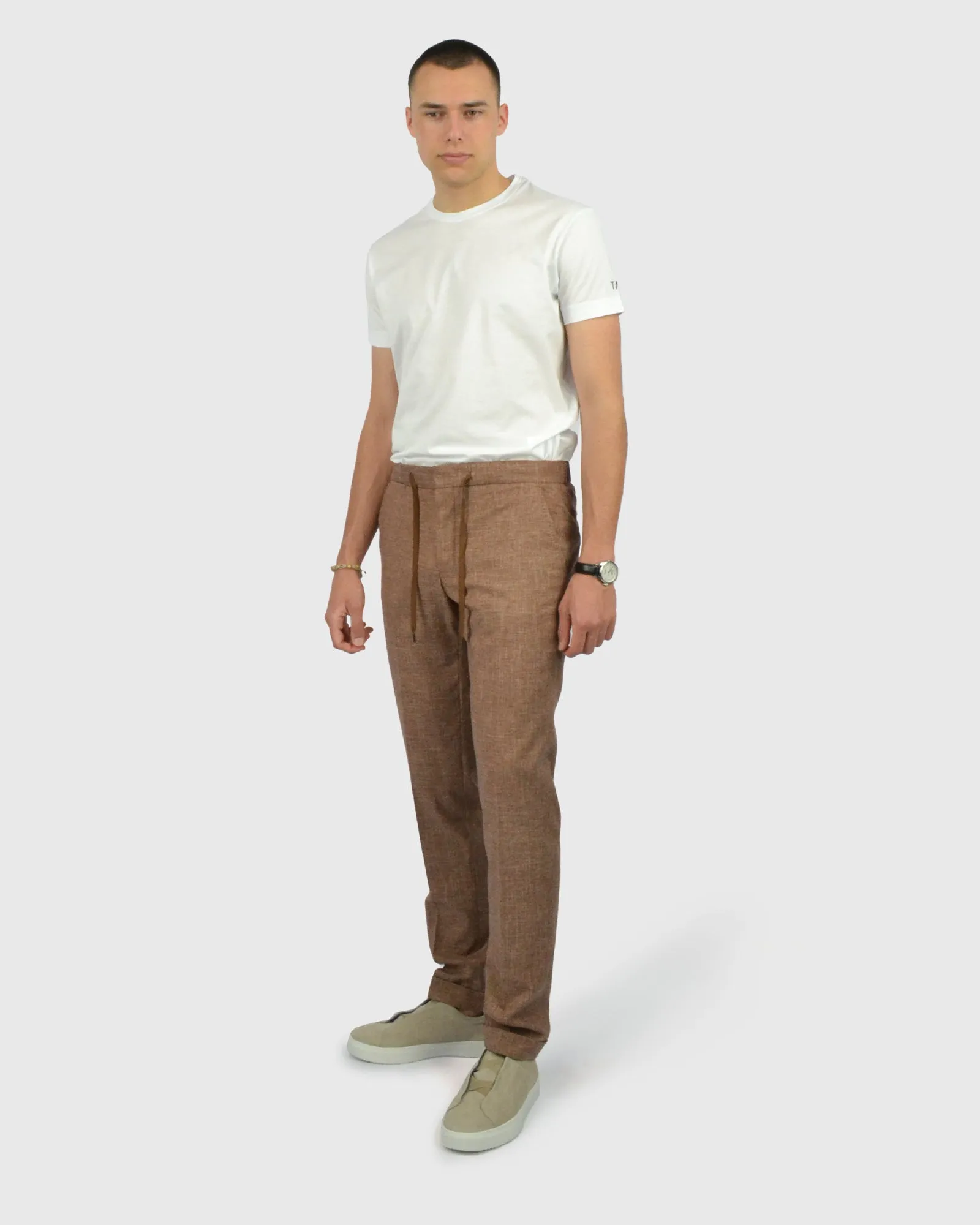 FRANCKINO SARTORIA FSS24 SLUB.1 JOGGER - TAN TROUSER