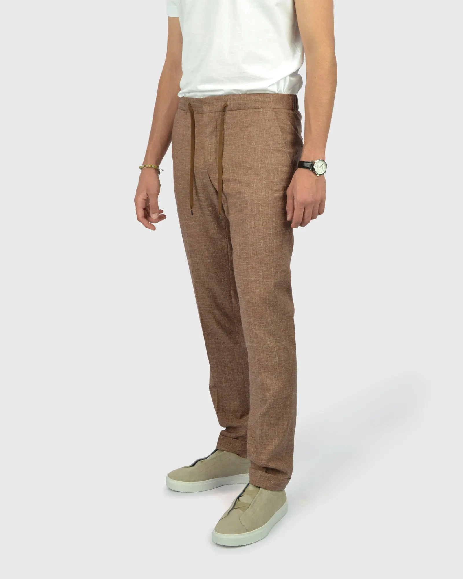 FRANCKINO SARTORIA FSS24 SLUB.1 JOGGER - TAN TROUSER