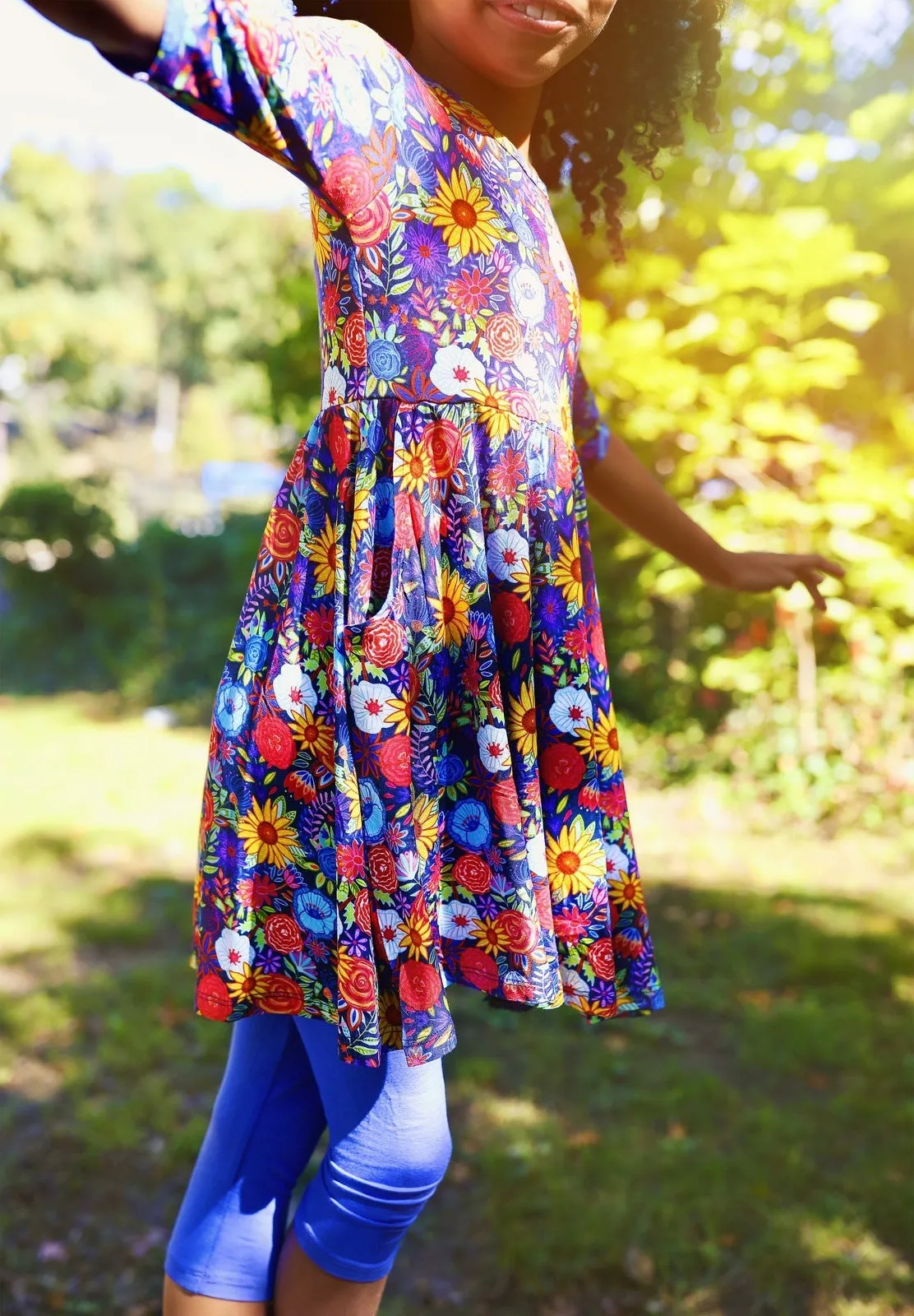 Funky Floral Half Sleeve Skater Dress