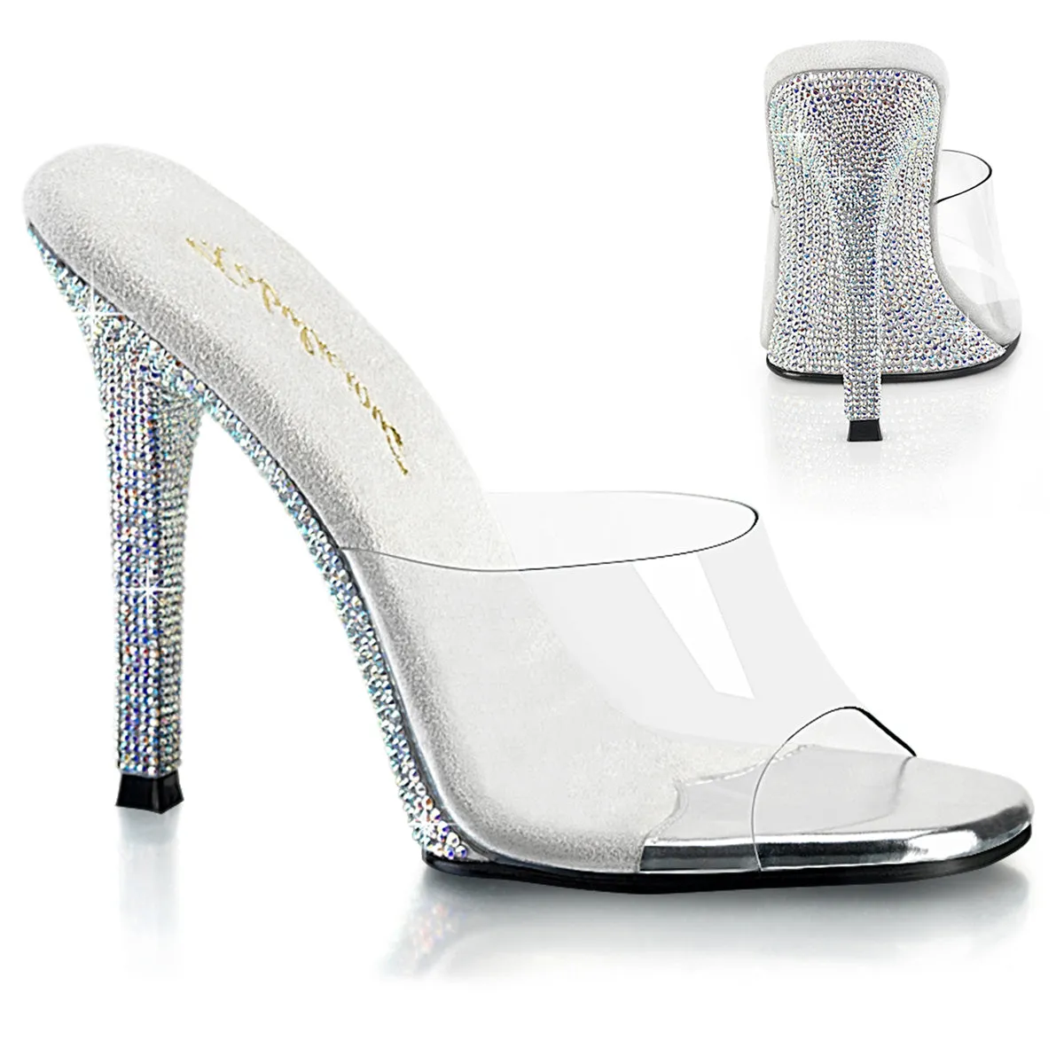 GALA-01DM Clear/Silver AB RS, 4 1/2" Heels (Speed Heels)
