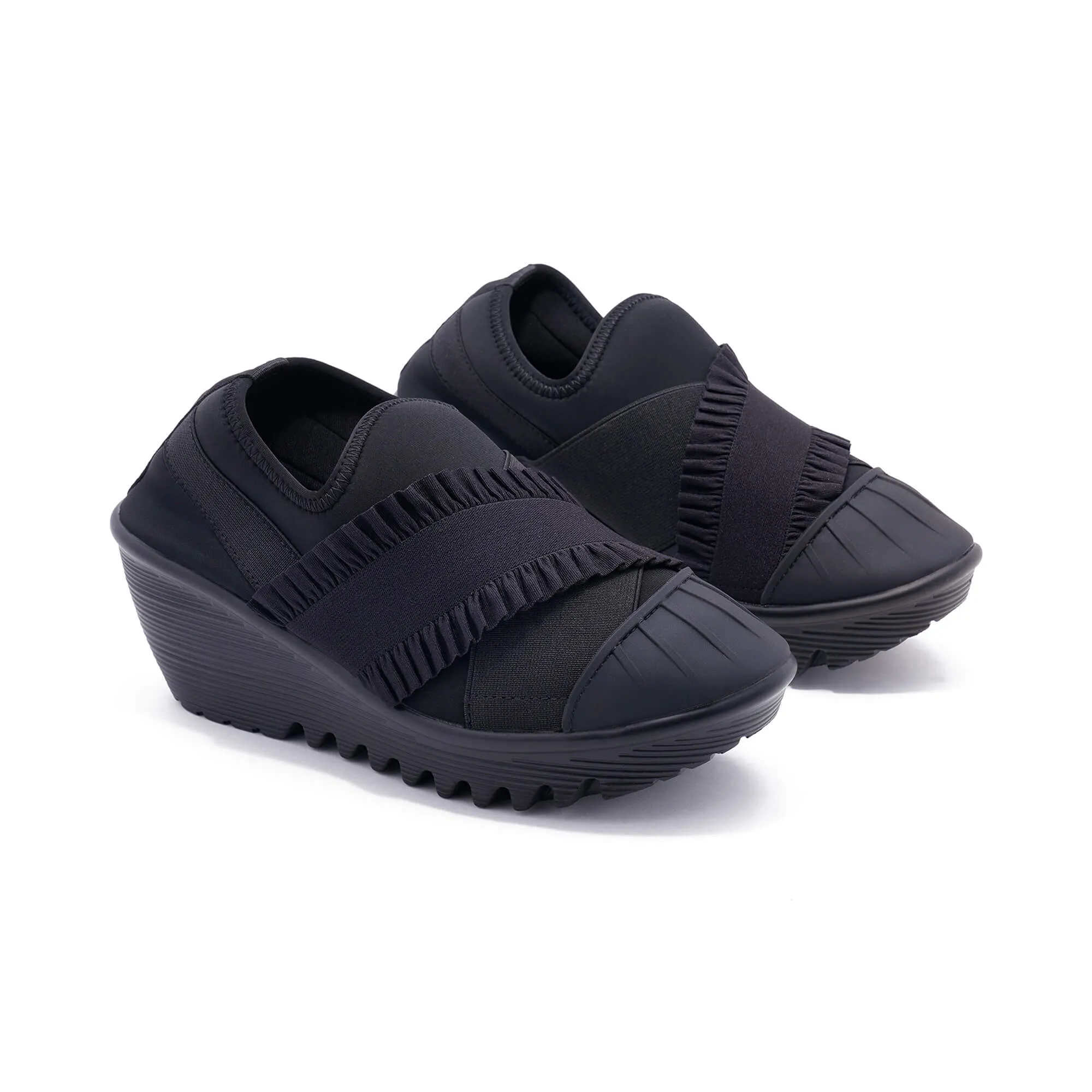 Geneva Black Wedge Heel