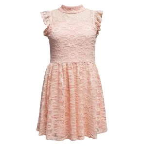 Girls Mock Lace Skater Dress