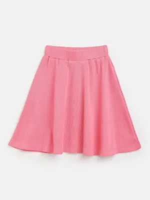 Girls Pink Rib Skater Skirt