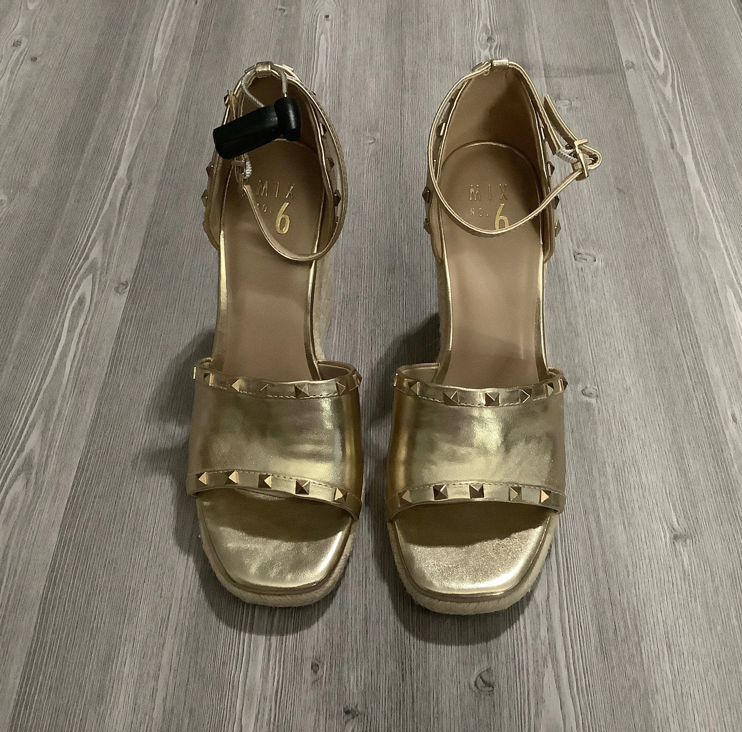 Gold Sandals Heels Wedge Mix No 6, Size 10