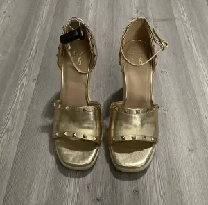 Gold Sandals Heels Wedge Mix No 6, Size 10