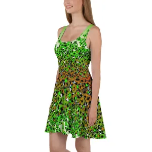 GREEN FLOWERS Skater Dress
