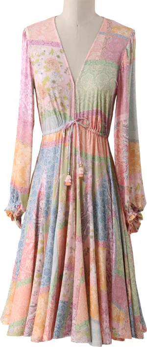 Hale Bob Journee V-Neck Skater Dress - Peach