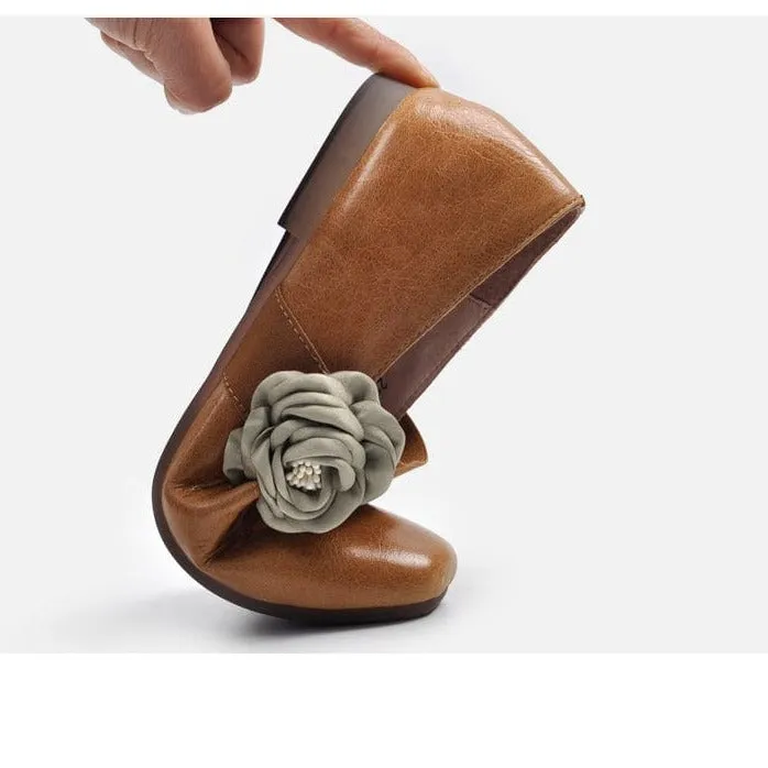 Handmade Floral Leather Shoes