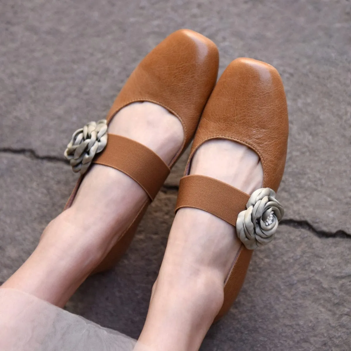 Handmade Floral Leather Shoes