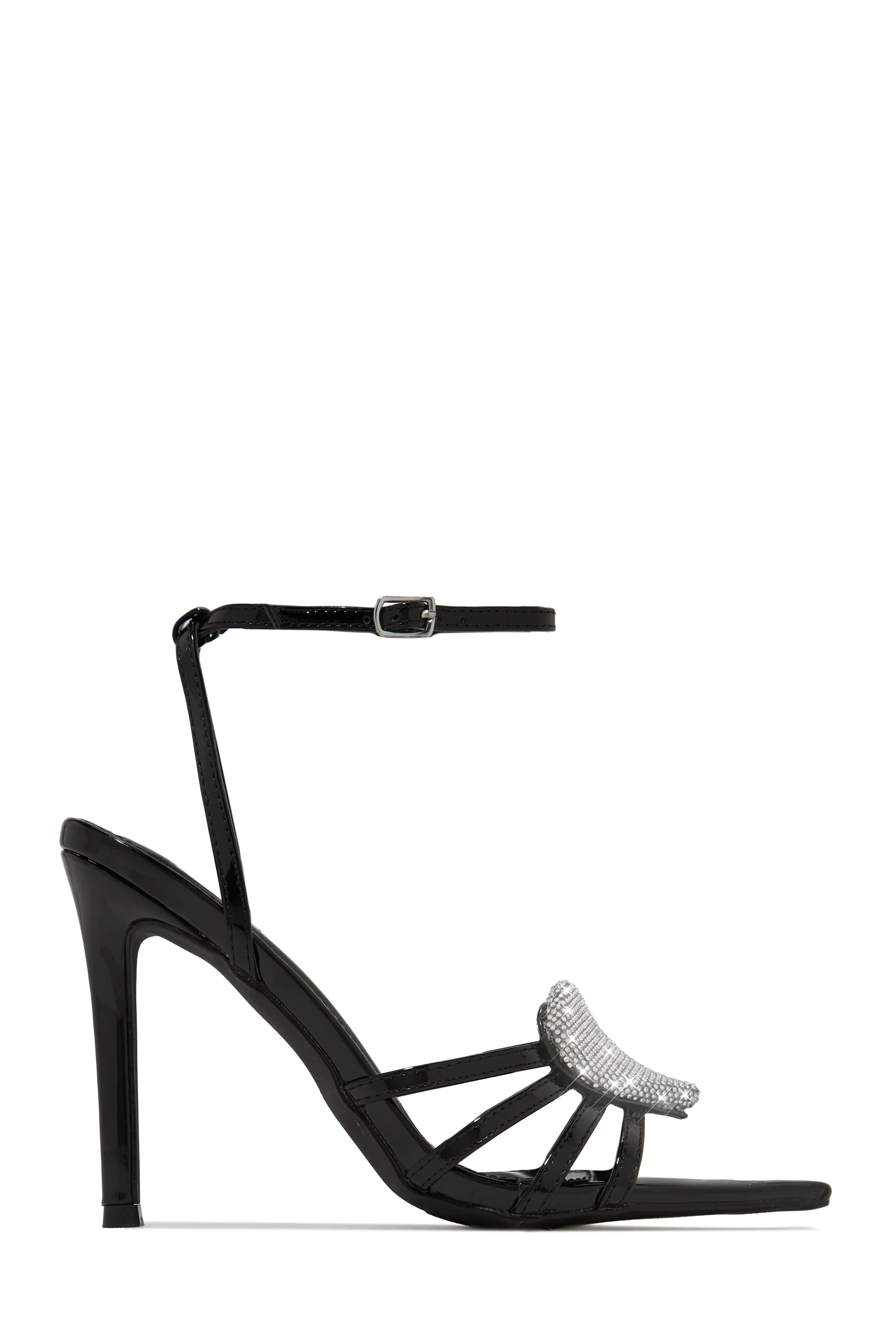 Heartbreaker Heart Embellished High Heels - Black
