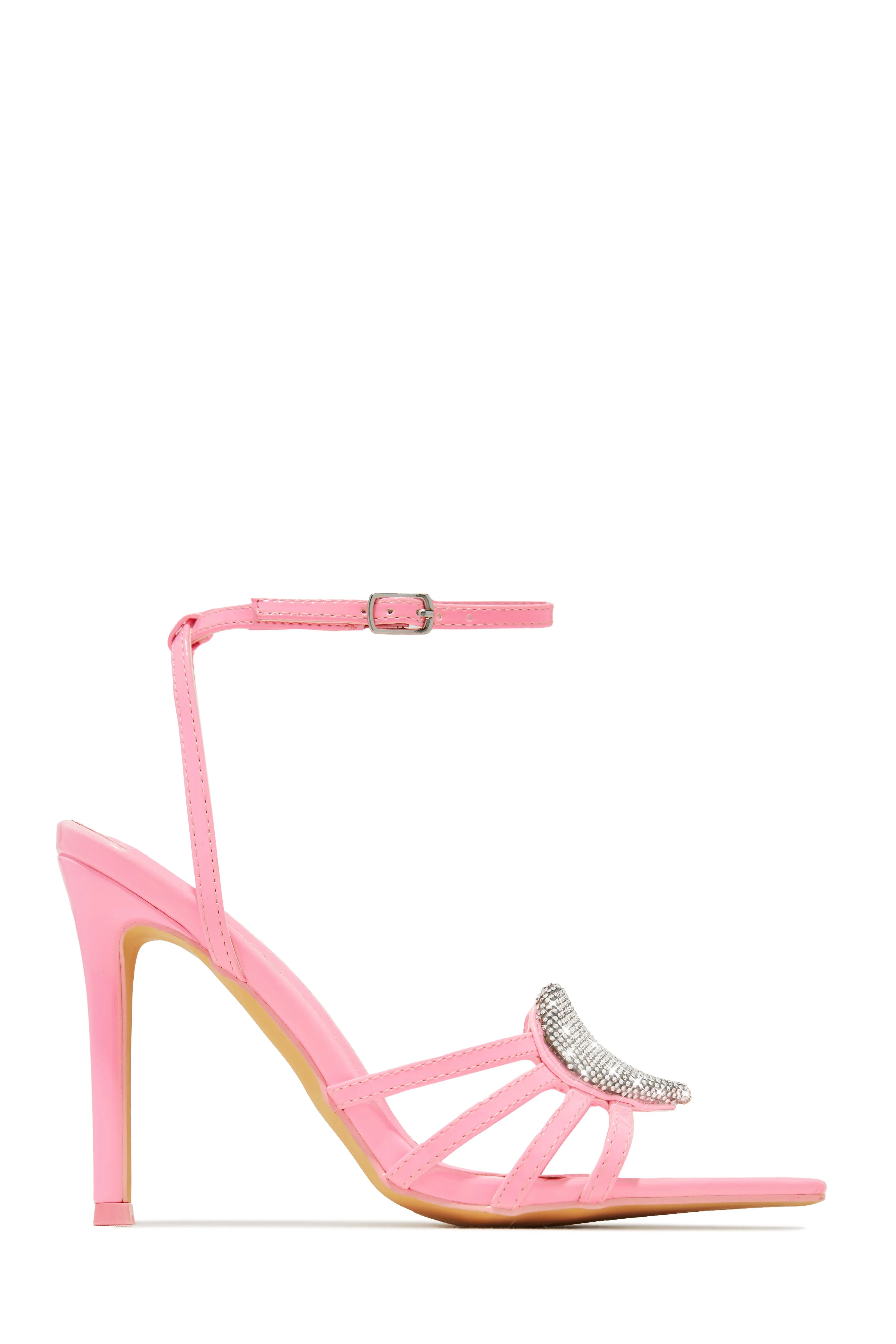 Heartbreaker Heart Embellished High Heels - Black