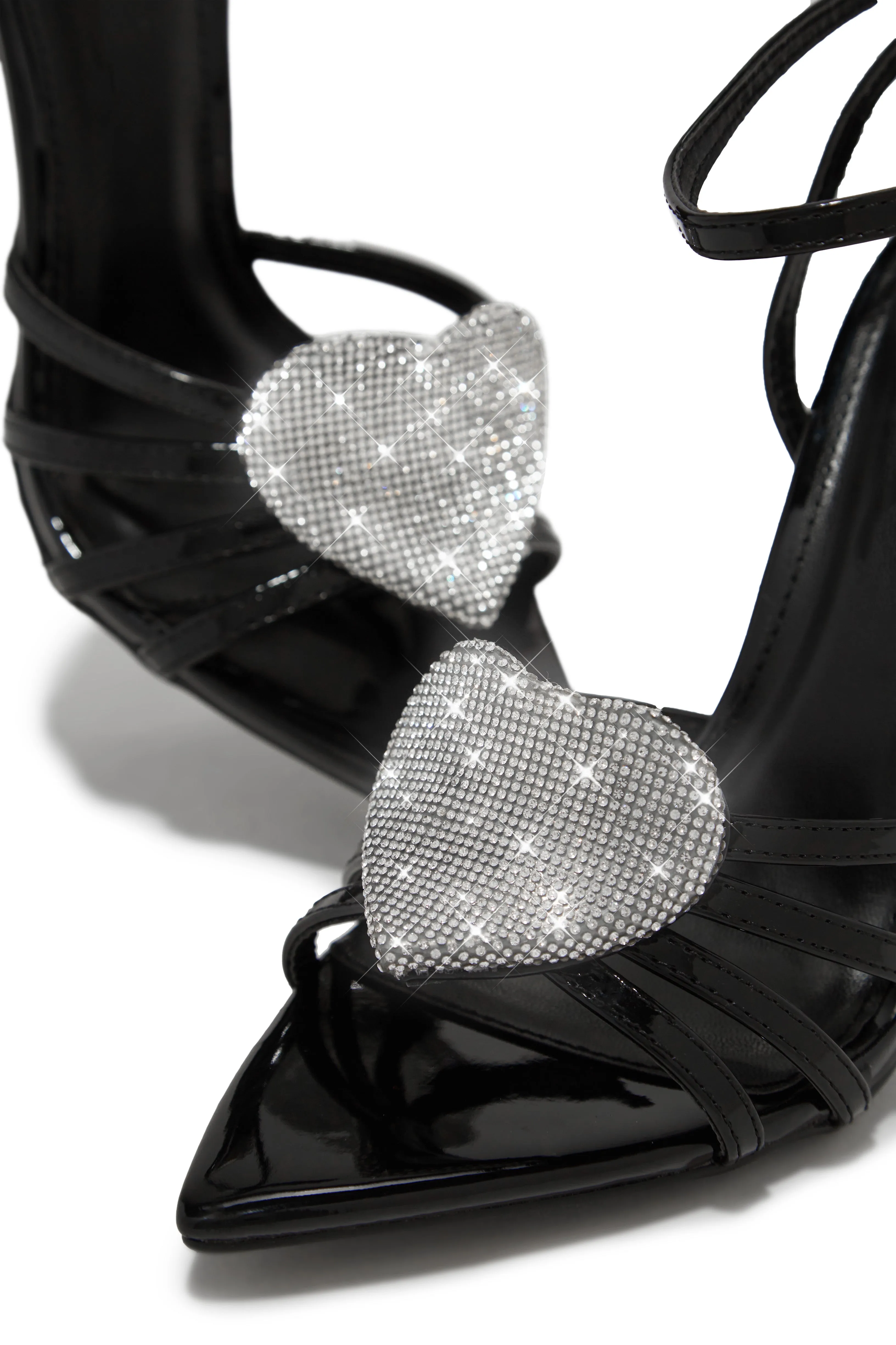 Heartbreaker Heart Embellished High Heels - Black