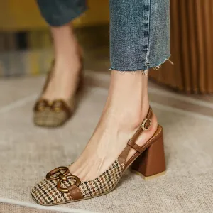 High Heel Sandals for Women Summer Ladies Pumps Square Toe Buckle Heels Female Sandals Mixed Colors Party Wedding Shoes