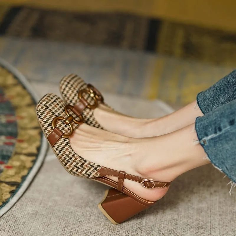 High Heel Sandals for Women Summer Ladies Pumps Square Toe Buckle Heels Female Sandals Mixed Colors Party Wedding Shoes