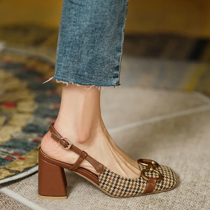 High Heel Sandals for Women Summer Ladies Pumps Square Toe Buckle Heels Female Sandals Mixed Colors Party Wedding Shoes